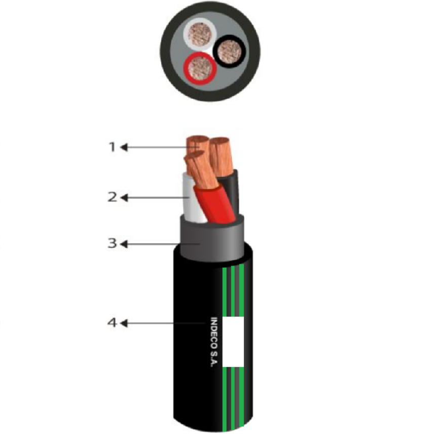 CABLE PRACTICABLE TTRF-70 (NMT-PC) (VULCANIZADO) NEGRO 4X12AWG 0.3/0.5KV