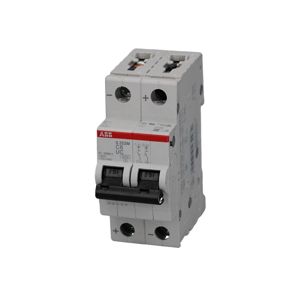 Interruptor termomagnético 2x6A 25/10kA 220DC/440AC/DC tipo C DIN