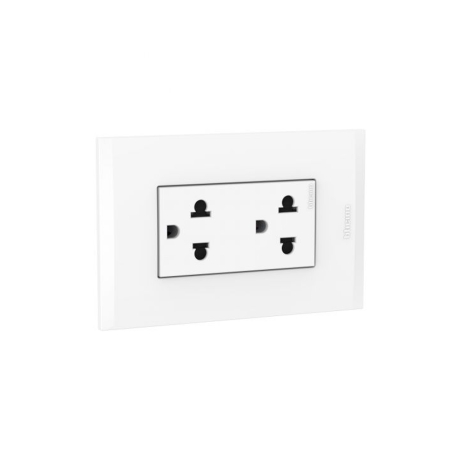 Tomacorriente duplex 2x16A+T 250V univ. blanco placa blanca MODUS 4