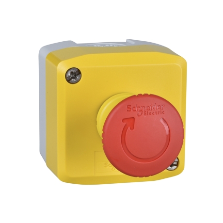 Caja equipada con pulsador de emergencia hongo 1 Stop