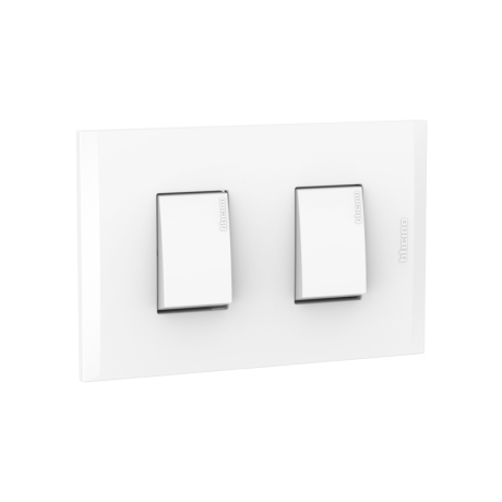 Interruptor doble unipolar 10A 250V blanco c/placa blanco