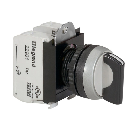 Selector manija corta no luminoso 3 posiciones fijas 22mm plástico 2NA