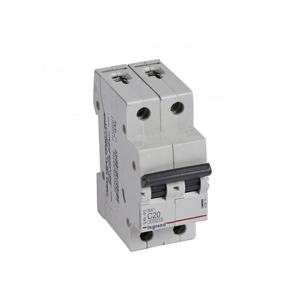 Interruptor termomagnético 2x20A 10/6kA 230/440V tipo C DIN RX3