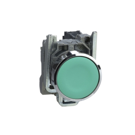 Pulsador rasante verde 22mm metálico 1NA