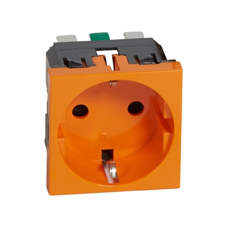 Tomacorriente p/empotrar Schuko 2x16A+T 250V 2 módulos Naranja Mosaic