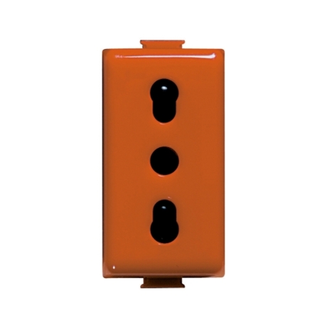 Tomacorriente bipaso 10/16A 250V 1 módulo naranja Matix Go