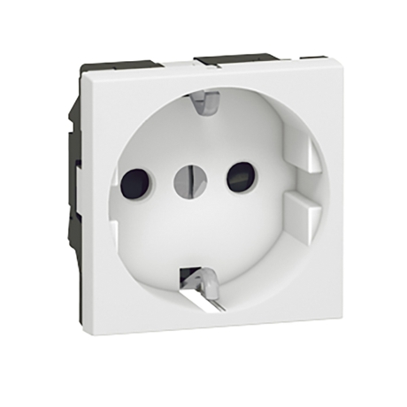 Tomacorriente p/empotrar Schuko c/tornillo 2 módulos blanco Mosaic