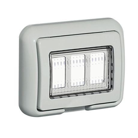 Cubierta Idrobox 3 módulos IP55 Matix gris RAL 7035