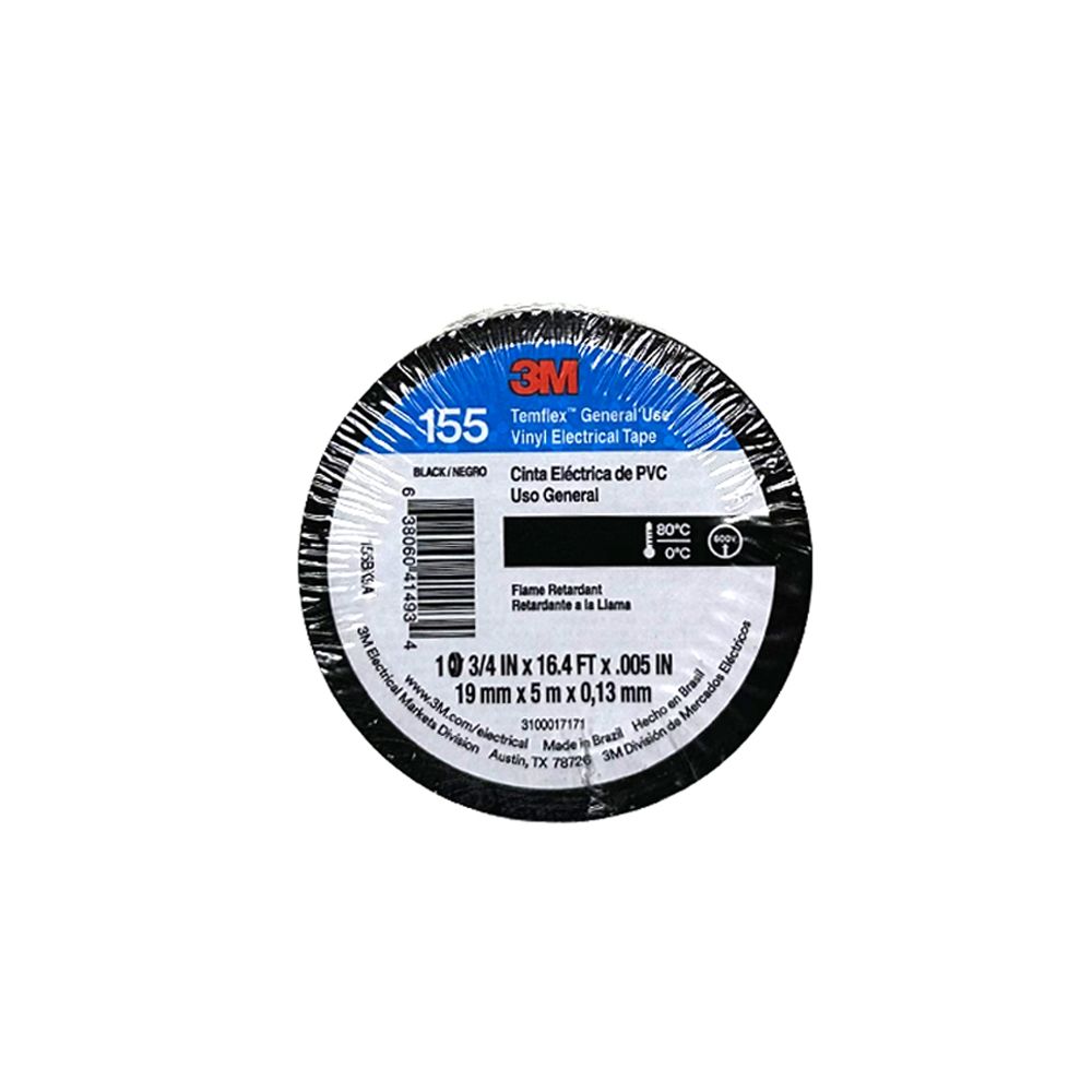Cinta Aislante Vinilica Temflex 155 3/4X5Mts Negra
