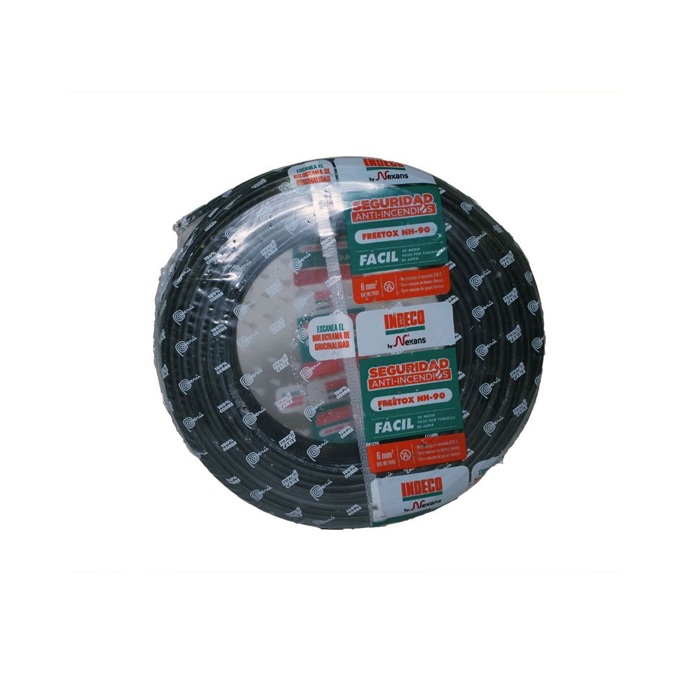 Cable NH-90 6mm2 450/750V libre de halógeno negro, clase 2, x rollo, Practicable