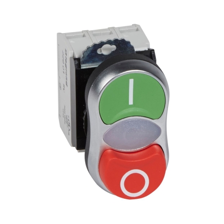 Pulsador luminoso doble verde/rojo 22mm NA+NC
