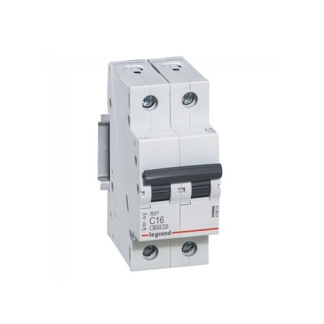 Interruptor termomagnético 2x16A 10/6kA 230/440V tipo C DIN RX3