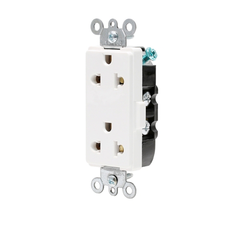 Tomacorriente universal doble 2x15A+T 250V blanco c/placa Decora