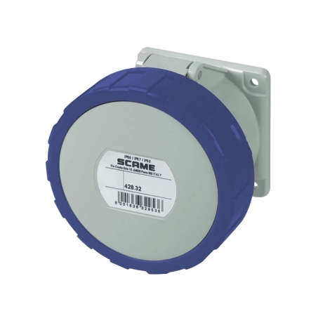 Tomacorriente p/empotrar recto 3x32A+T 250V IP67 6h Optima
