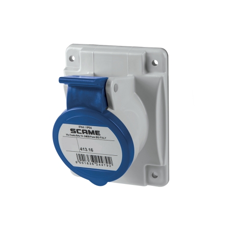 Tomacorriente p/empotrar inclinado 2x16A+T 250V IP44 6h Optima