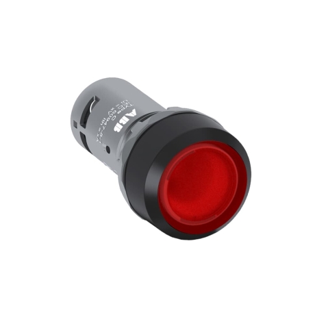 Pulsador luminoso rasante LED rojo 22mm 230VAC c/block 1NO