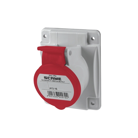 Tomacorriente p/empotrar recto 3x16A+T 415V IP44 6h Optima