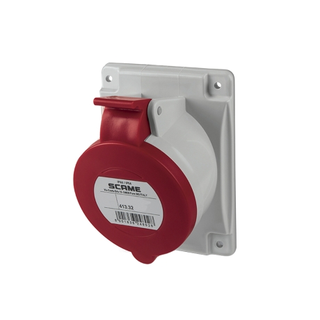 Tomacorriente p/empotrar inclinado 3x32A+T 415V IP44 6h Optima