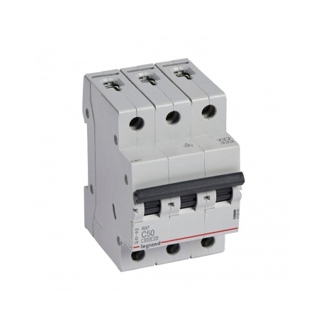 Interruptor termomagnético 3x50A 10/6kA 230/440V tipo C DIN RX3