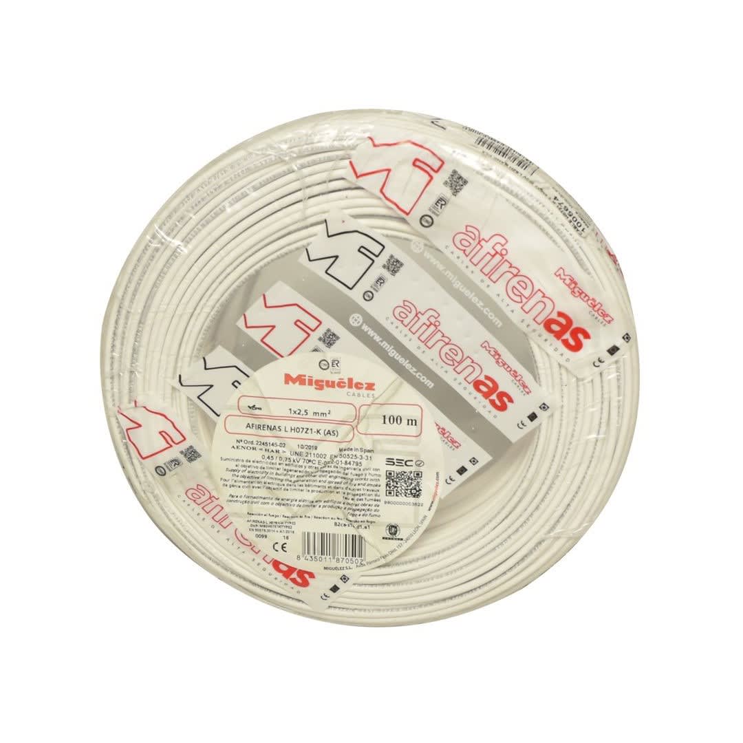 Cable H07Z1-K 6mm2, 450/750V libre de halógeno blanco, clase 5, x rollo