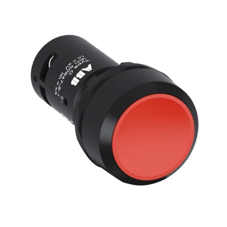 Pulsador no luminoso rasante rojo 22mm 1NC plástico negro integrado