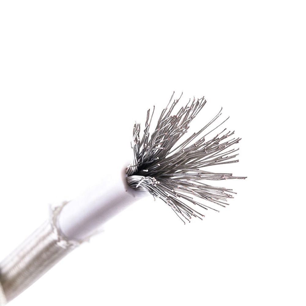 Cable silicona con fibra de vidrio estañado 1x4mm2, 500V 180°C, blanco, x rollo