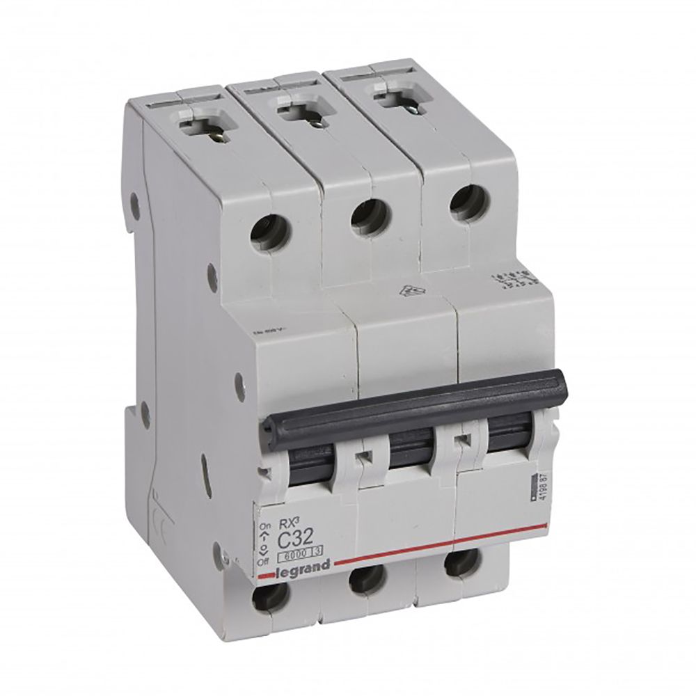 Interruptor termomagnético 3x32A 10/6kA 230/440V tipo C DIN RX3