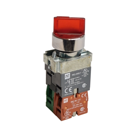 Selector luminoso rojo 24VAC/DC 2 posiciones fijas 1NA+1NC