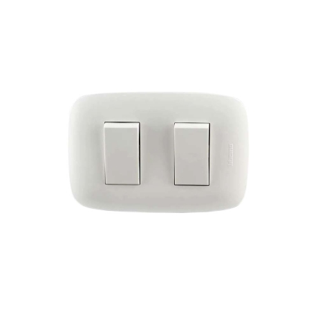 Interruptor doble 10A 250V 3 vías blanco Domino Sencia