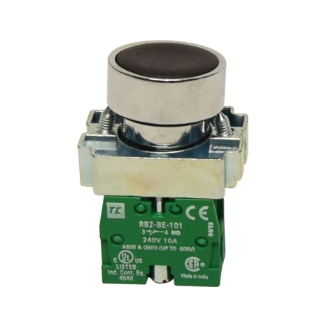 Pulsador no luminoso rasante negro 22mm 1NA IP65